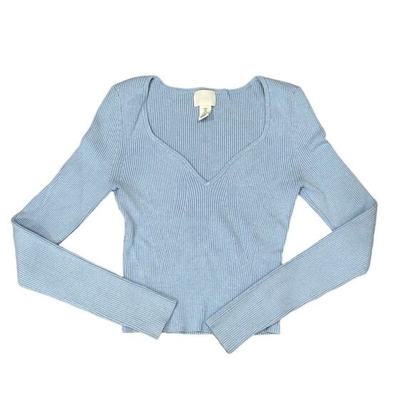 H&M Blue Ribbed Long Sleeve Top - Picture 1 of 4